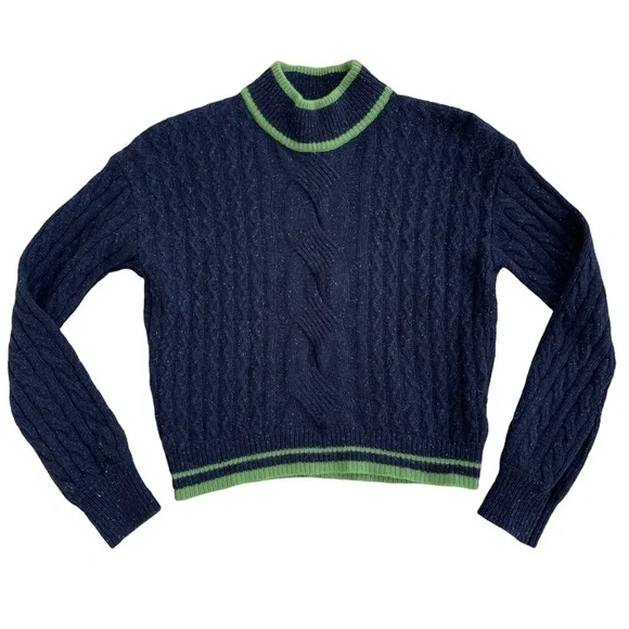 Veda Women’s Navy Knitted Long Sleeve Paro Wool Blend Sweater